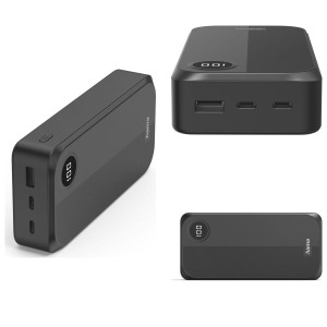 Powerbank HAMA ENTRY LEVEL 20000 mAh, 2x USB-C, 1X USB-A, czarny