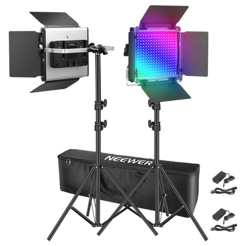 Zestaw studyjny Neewer 660 PRO RGB LED, dwie lampy 50W 3200-5600K + statywy + wrota