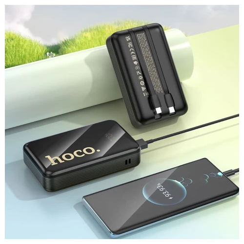 Powerbank Hoco 20000 mAh QC PD 22,5W z wbudowanymi kablami USB C + Lightning Q37A czarny
