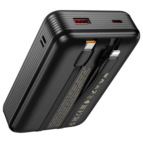 Powerbank Hoco 20000 mAh QC PD 22,5W z wbudowanymi kablami USB C + Lightning Q37A czarny