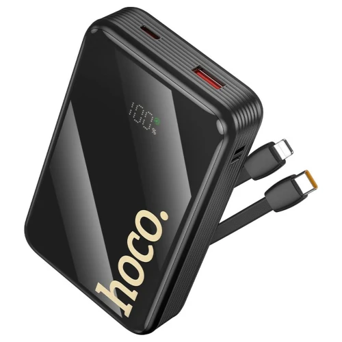 Powerbank Hoco 20000 mAh QC PD 22,5W z wbudowanymi kablami USB C + Lightning Q37A czarny