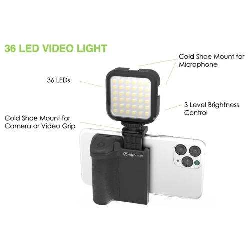 Zestaw do nagrywania telefonem statyw mikrofon lampa LED Digipower vloggera