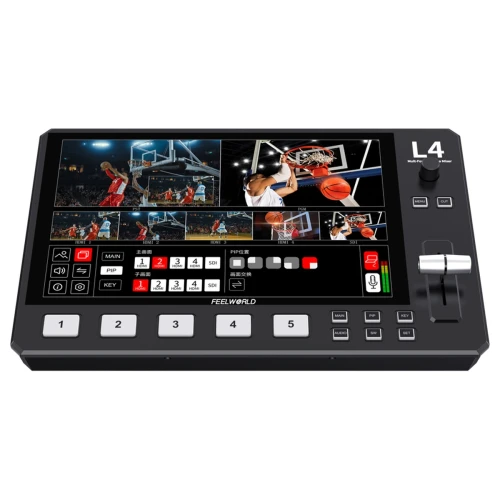 Mikser FeelWorld L4 Ekran 10.1 Zestaw Kabli Zasilacz Switcher Live