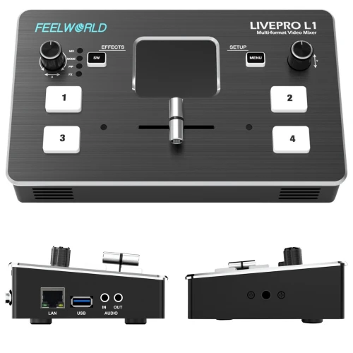 Mikser video Feelworld LIVEPRO L1 4-kanałowy switcher HDMI USB FullHD OBS