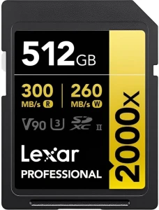 Karta Lexar SDXC Pro 2000X UHS-II U3 R300/W260 (V90) 512GB
