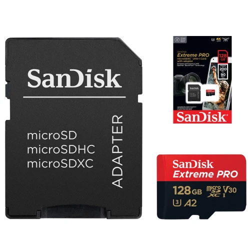 Karta pamięci Sandisk micro SDXC Extreme Pro 128GB + adapter UHS-I U3