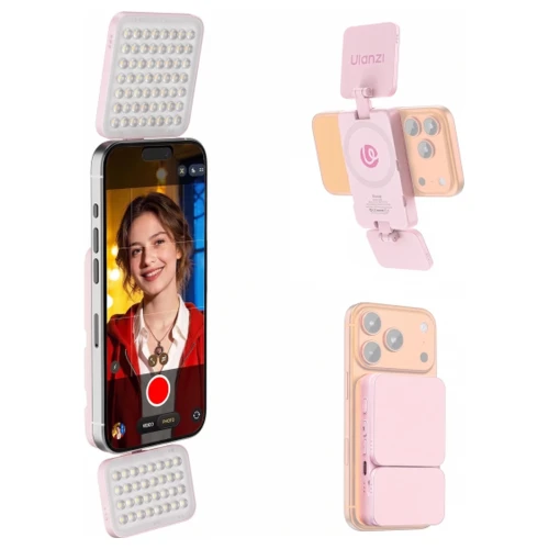 Lampa LED do telefonu smartfona MagSafe selfie wideo Ulanzi GL01 różowa