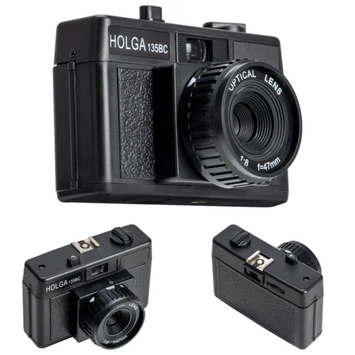 Aparat analogowy Holga 135BC czarny 35 mm zestaw z paskiem i dekielkiem