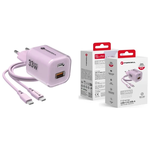 Szybka Ładowarka Do Telefonu GaN III 33W Fioletowa USB-C QC4.0 VT-41