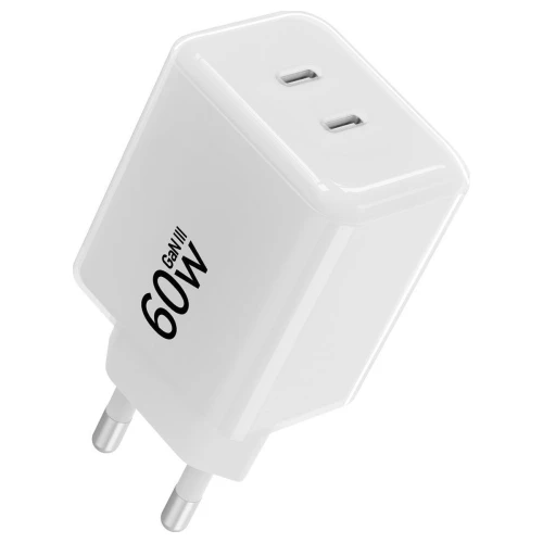 Szybka Ładowarka GaN III 60W do Telefonu Laptopa 2x USB-C PPS AVS