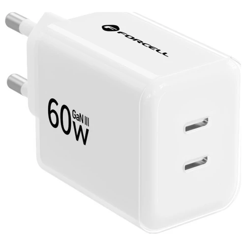 Szybka Ładowarka GaN III 60W do Telefonu Laptopa 2x USB-C PPS AVS