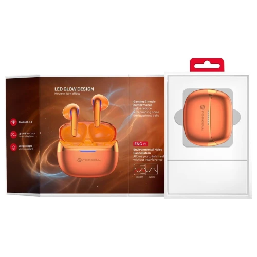 Słuchawki Bezprzewodowe Douszne TWS Forcell Pulse Air Bluetooth 6.0 ENC Złote