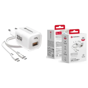 Ładowarka Sieciowa GaN III 33W USB-C USB-A PD QC4.0 Forcell VT-41 Biała