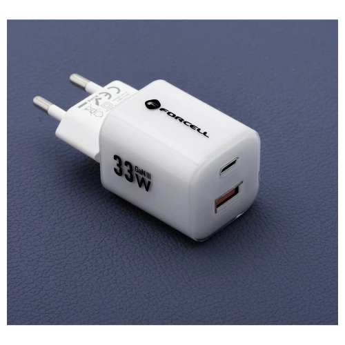 Ładowarka Sieciowa GaN III 33W USB-C USB-A PD QC4.0 Forcell VT-41 Biała