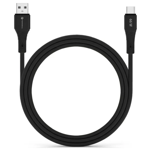 Kabel USB A do USB C Szybkie Ładowanie 66W 3A Silikonowy Czarny 1m QC 4.0