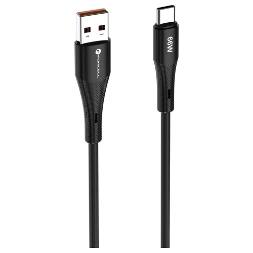 Kabel USB A do USB C Szybkie Ładowanie 66W 3A Silikonowy Czarny 1m QC 4.0
