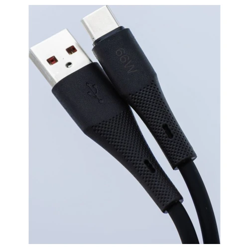 Kabel USB A do USB C Szybkie Ładowanie 66W 3A Silikonowy Czarny 1m QC 4.0