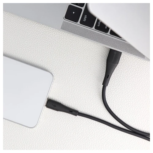 Kabel USB A do USB C Szybkie Ładowanie 66W 3A Silikonowy Czarny 1m QC 4.0