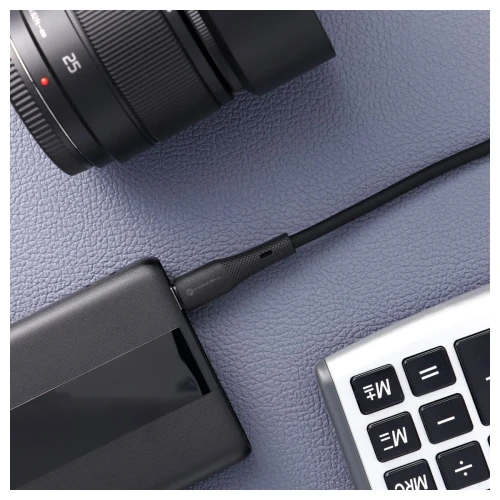 Kabel USB A do USB C Szybkie Ładowanie 66W 3A Silikonowy Czarny 1m QC 4.0