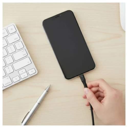Kabel USB A do USB C Szybkie Ładowanie 66W 3A Silikonowy Czarny 1m QC 4.0