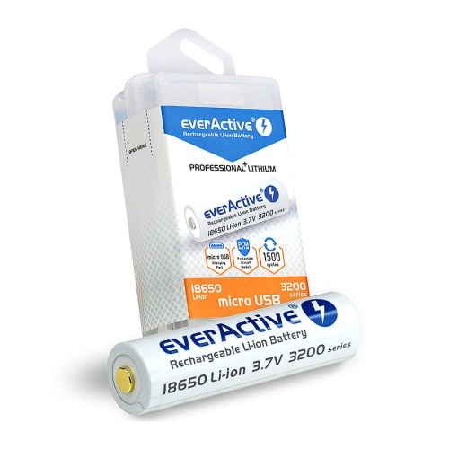Akumulator everActive 18650 3200mAh micro USB z zabezpieczeniem BOX