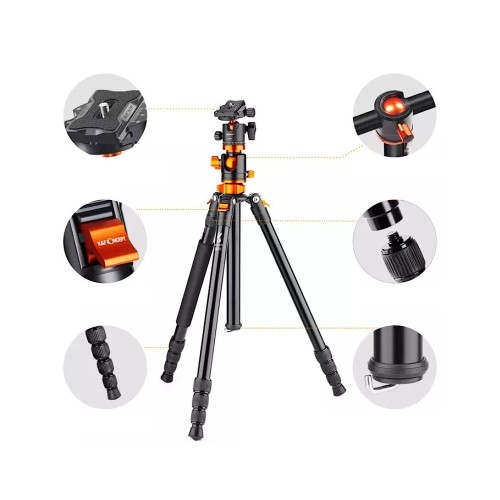 Statyw fotograficzny 190cm K&F Concept SA254T2 z łamaną kolumną, głowicą kulową i funkcją monopodu