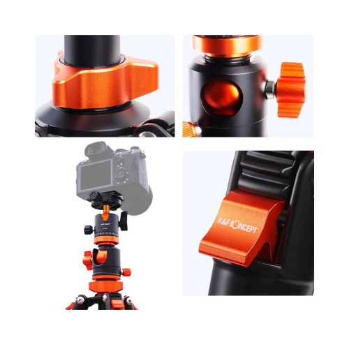 Statyw fotograficzny 190cm K&F Concept SA254T2 z łamaną kolumną, głowicą kulową i funkcją monopodu