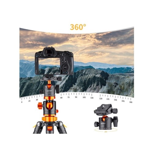 Statyw fotograficzny 190cm K&F Concept SA254T2 z łamaną kolumną, głowicą kulową i funkcją monopodu