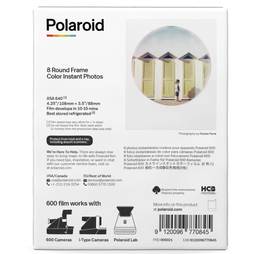 Wkład Polaroid Color 600 Film 8 zdjęć Round Frame