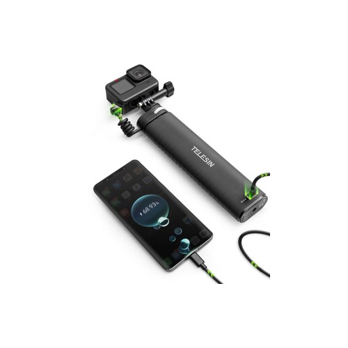 Selfie-stick z powerbankiem USB-C Telesin dla kamer sportowych / smartphone TE-CSS-001