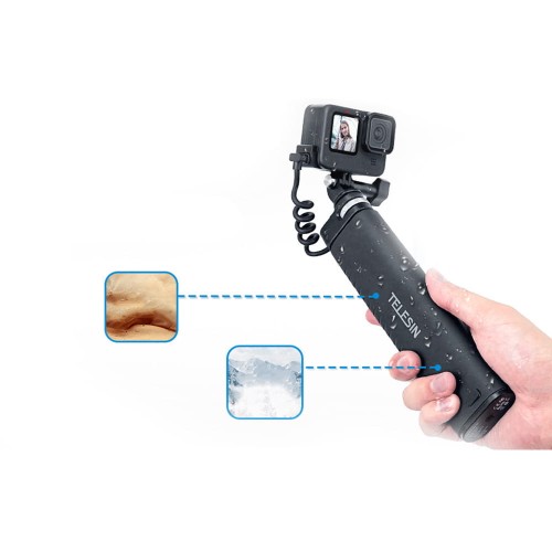 Selfie-stick z powerbankiem USB-C Telesin dla kamer sportowych / smartphone TE-CSS-001