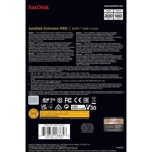 Karta SanDisk SDXC Extreme Pro 256 GB