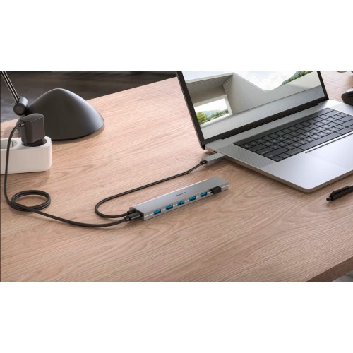 Hama USB Hub, 7 Ports, USB 3.2 Gen 1, 5 Gbit/s, incl. USB-C Adapter and PSU