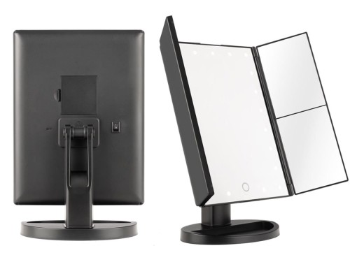Lusterko do makijażu Humanas HS-ML04 z podświetleniem LED - czarne