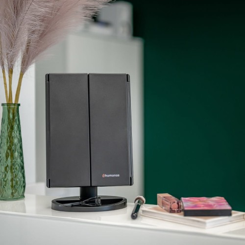 Lusterko do makijażu Humanas HS-ML04 z podświetleniem LED - czarne