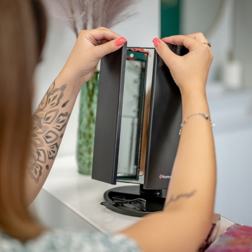 Lusterko do makijażu Humanas HS-ML04 z podświetleniem LED - czarne