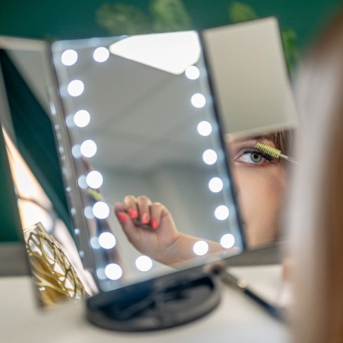 Lusterko do makijażu Humanas HS-ML04 z podświetleniem LED - czarne