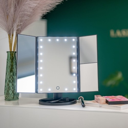 Lusterko do makijażu Humanas HS-ML04 z podświetleniem LED - czarne