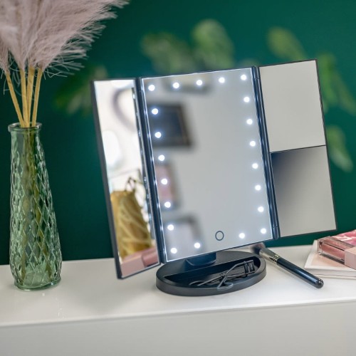 Lusterko do makijażu Humanas HS-ML04 z podświetleniem LED - czarne