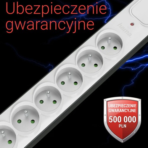 Listwa przepięciowa Hama Premium 6GN, 3M
