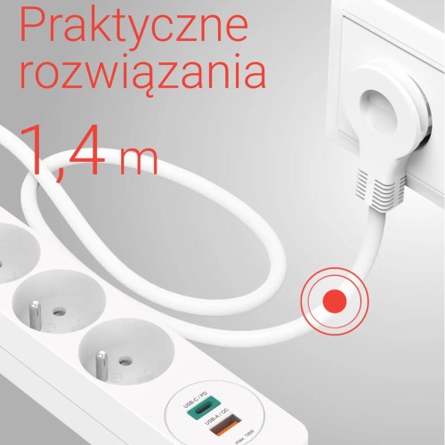 Hama listwa zasilająca 3GN, 2xUSB C/A