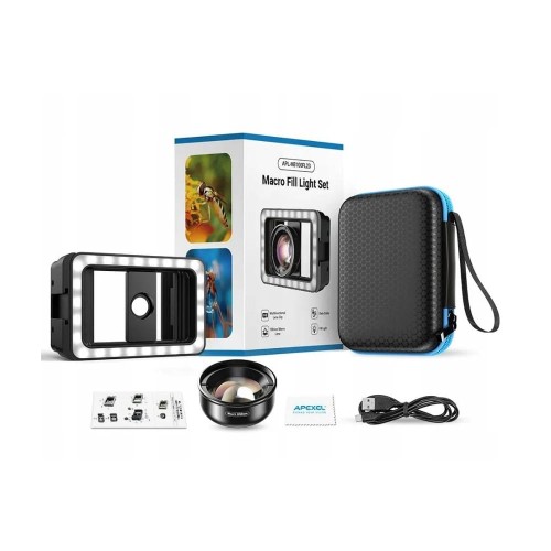 Obiektyw Makro do Telefonu Smartfona 100mm HD + Lampa LED 40 / CRI 95+ / APL-HB100FL23