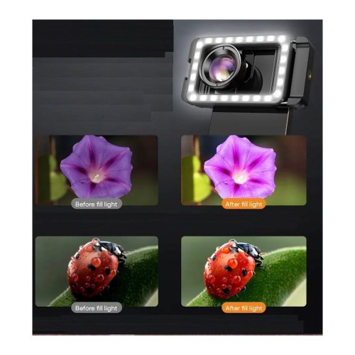 Obiektyw Makro do Telefonu Smartfona 100mm HD + Lampa LED 40 / CRI 95+ / APL-HB100FL23