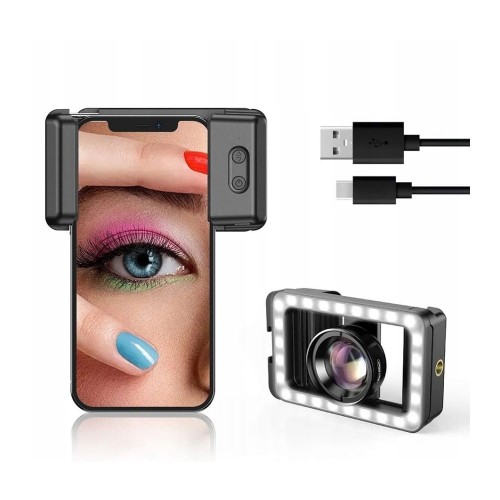 Obiektyw Makro do Telefonu Smartfona 100mm HD + Lampa LED 40 / CRI 95+ / APL-HB100FL23