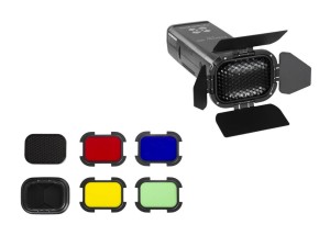 Wrota z fitlrami Quadralite do lampy Reporter 200 TTL A-type Head Barndoor Kit wrota