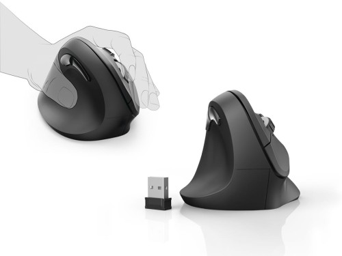 Ergonomiczna mysz bezprzewodowa Hama EMW-500 do pracy bez bólu ręki Hama ERGONOMICZNA MYSZ BEZPRZEWODOWA DLA LEWORĘCZNYCH EMW-500L
