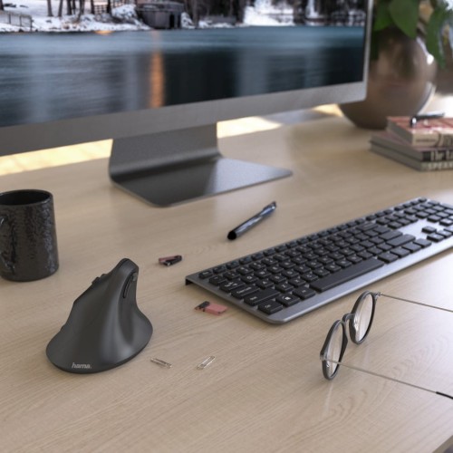 Ergonomiczna mysz bezprzewodowa Hama EMW-500 do pracy bez bólu ręki Hama ERGONOMICZNA MYSZ BEZPRZEWODOWA DLA LEWORĘCZNYCH EMW-500L