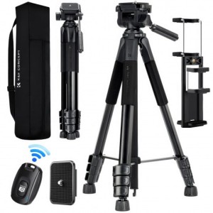 Statyw video K&F Concept S254A3 z głowicą BV01 i uchwytem na telefon - czarny