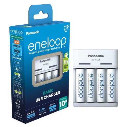 Ładowarka USB Panasonic Eneloop BQ-CC61 + 4 x R6/AA 2000 mAh